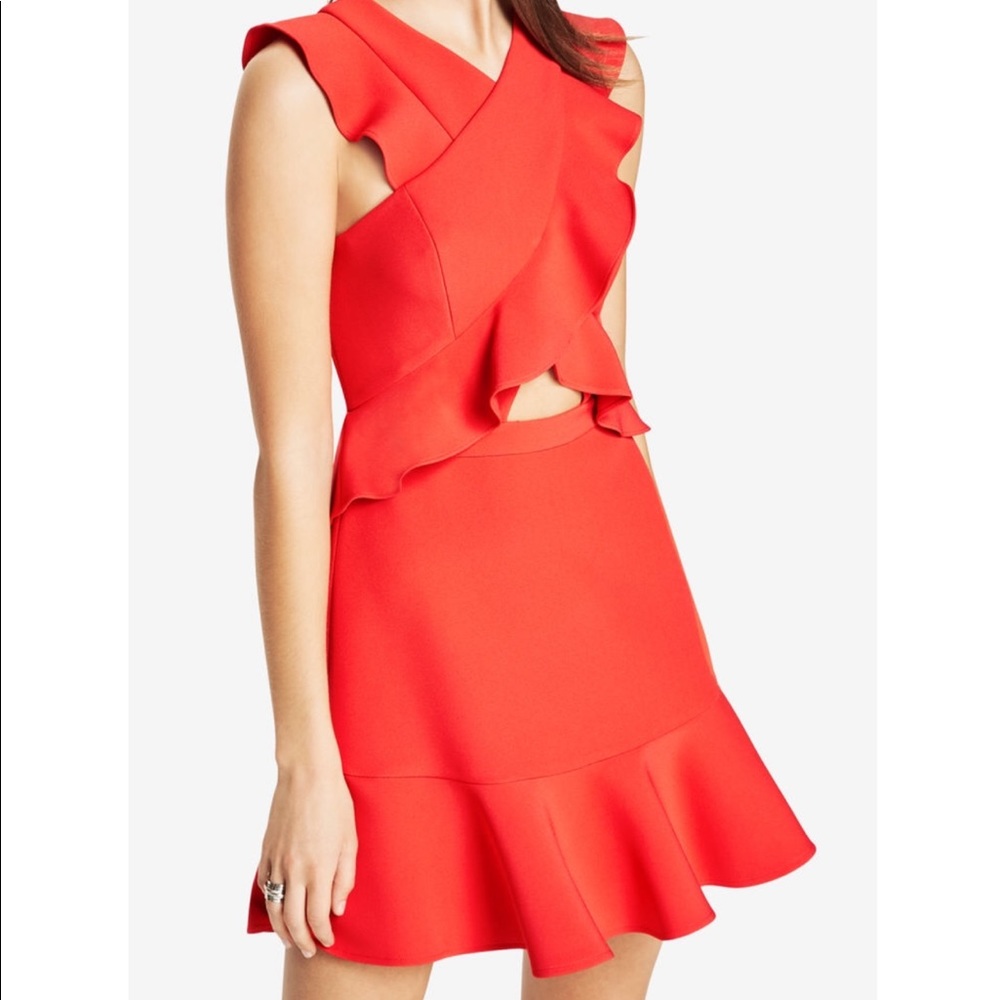 BCBG red ruffle out dress